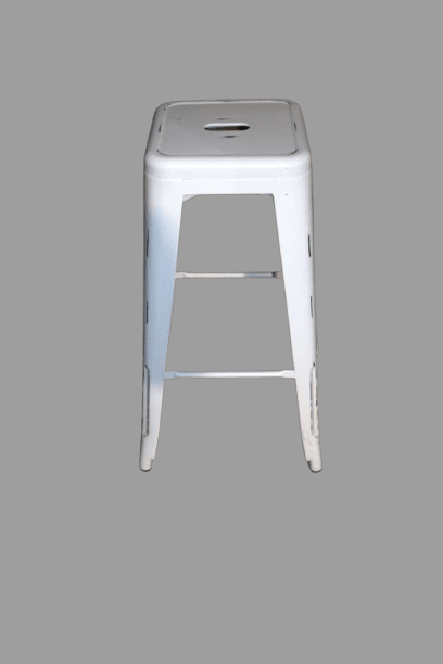 כיסא בר מתכת לבן/מתכתי