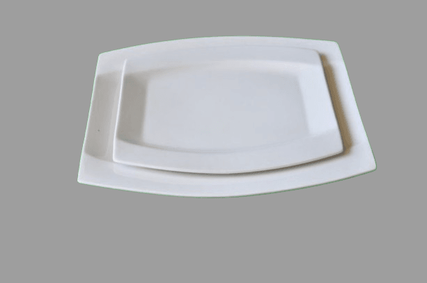 צלחת טרפז לבנה