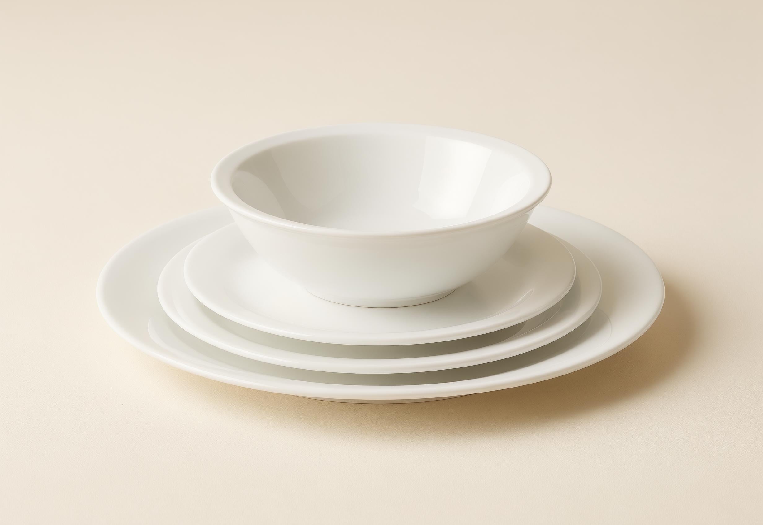 צלחת עגולה לבנה קלאסי